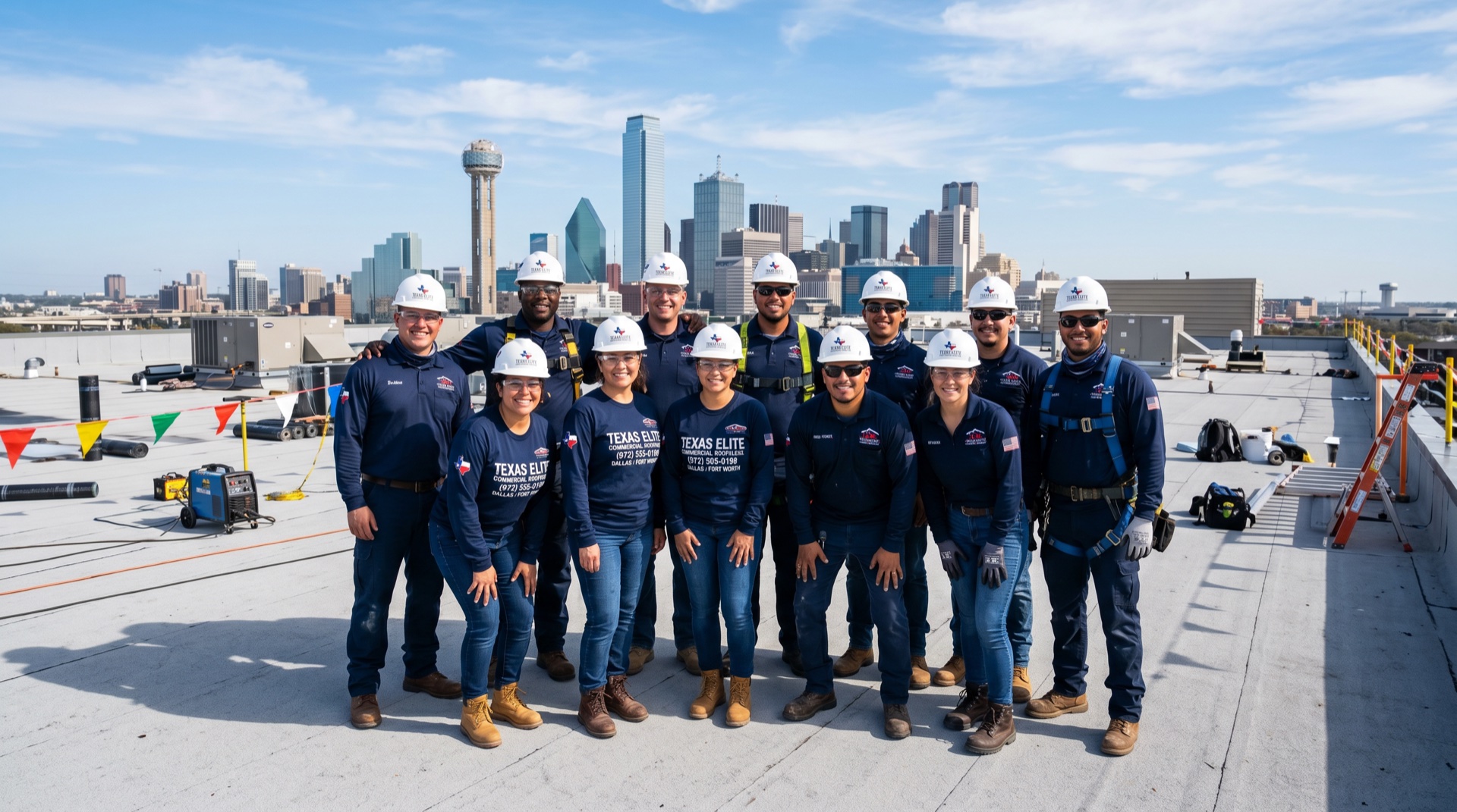 Commercial roofing contractor meeting with property manager in DFW