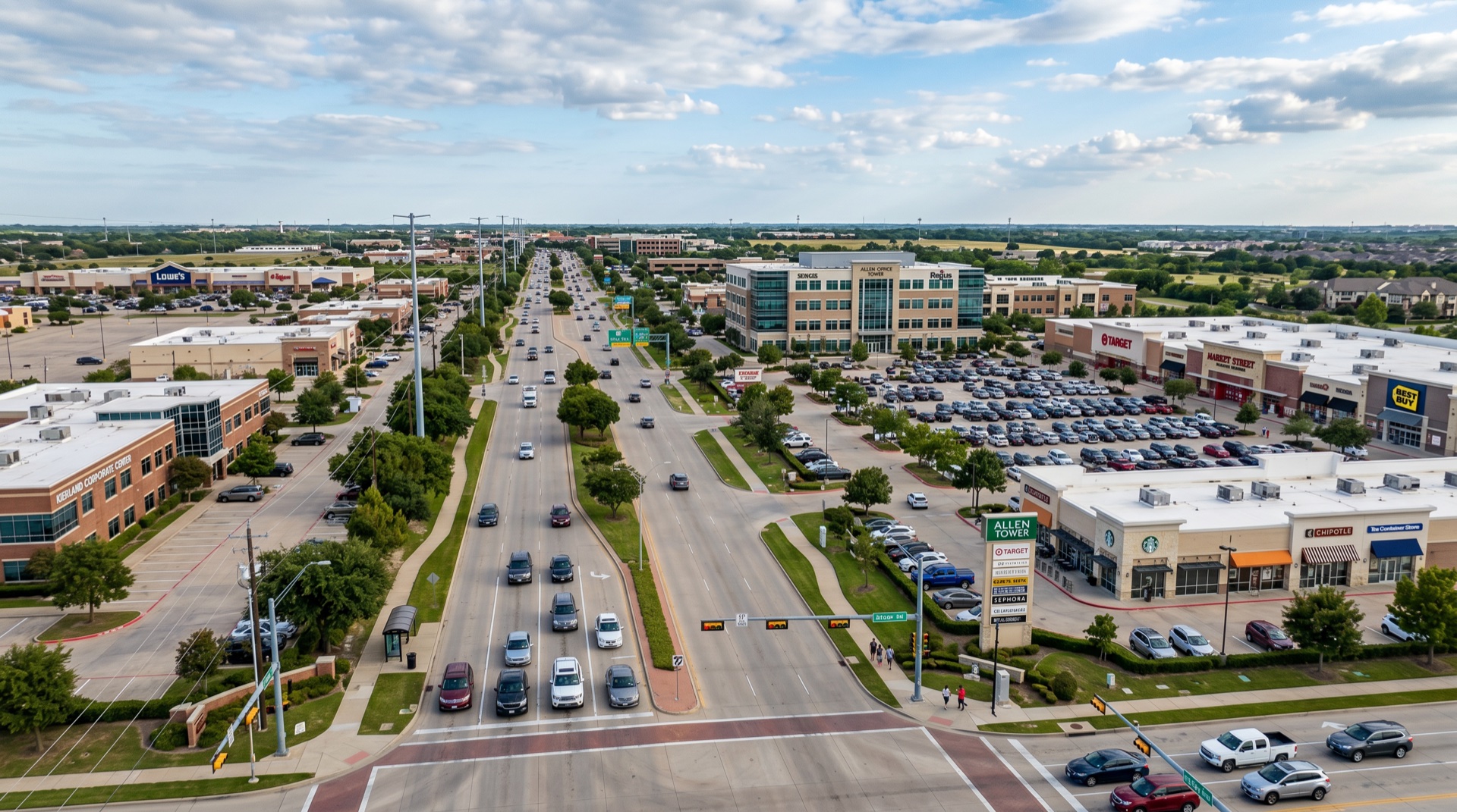 Retail centers and commercial development in Allen TX