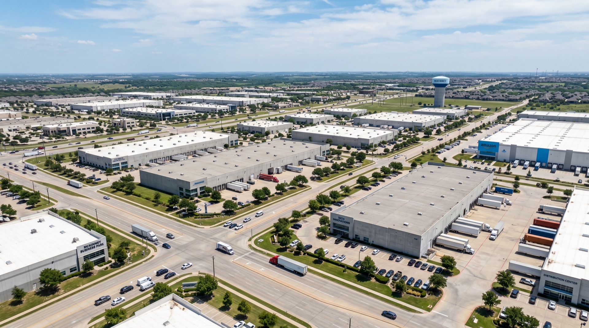 Commercial district and new development in McKinney TX
