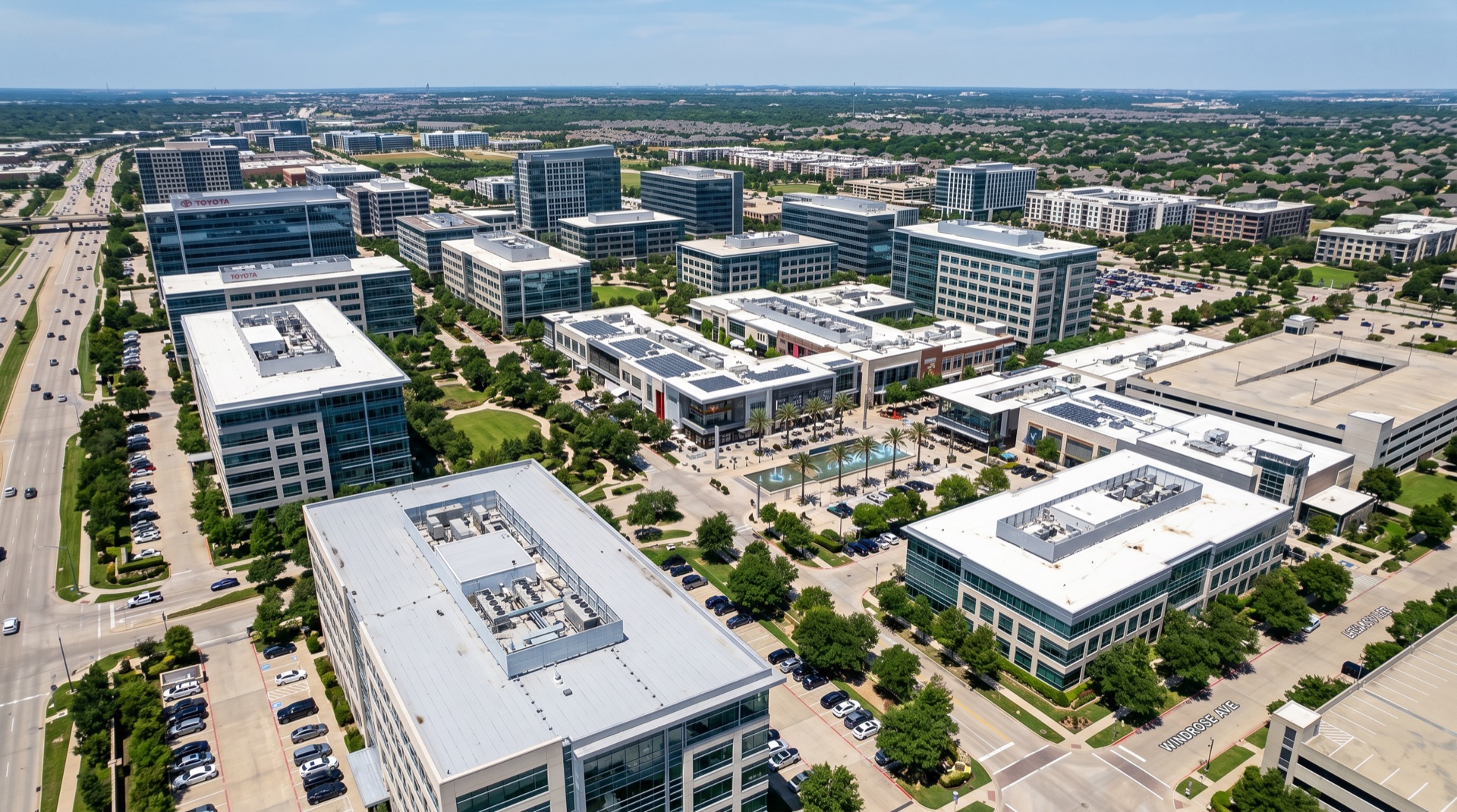 Corporate campus and commercial buildings in Plano TX