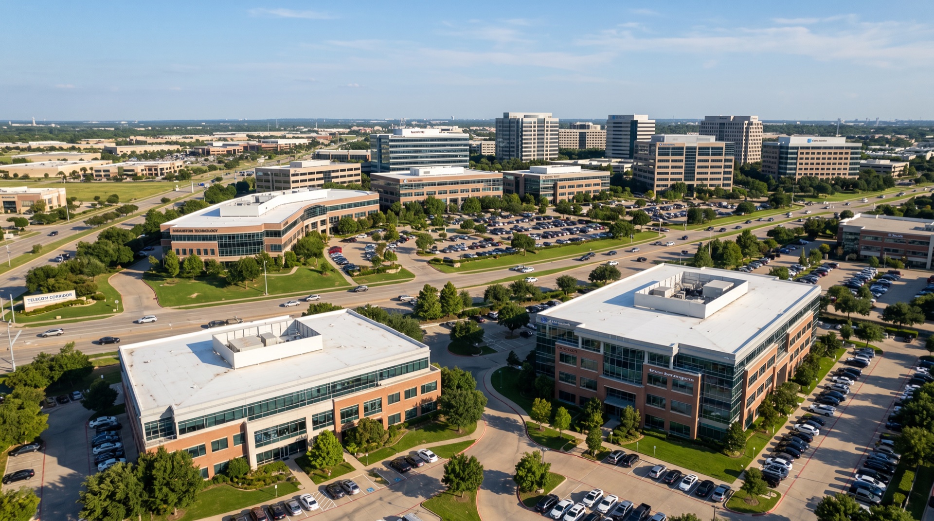 Corporate campus and tech corridor in Richardson TX